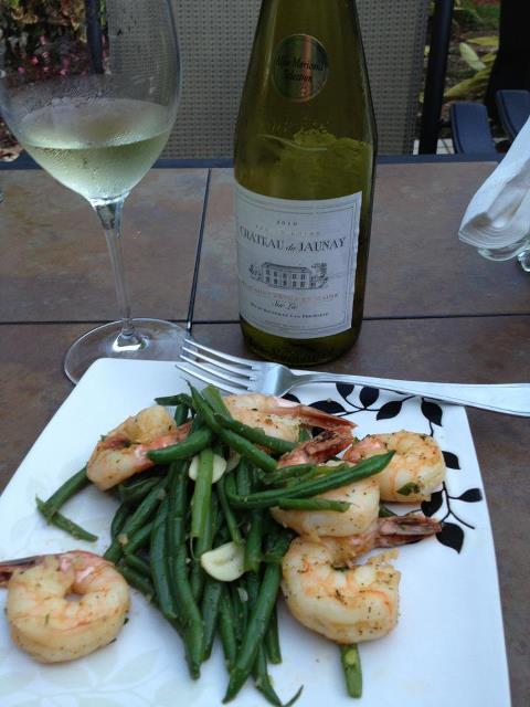 shrimps with muscadet