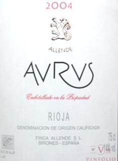 Finca Allende Aurus label